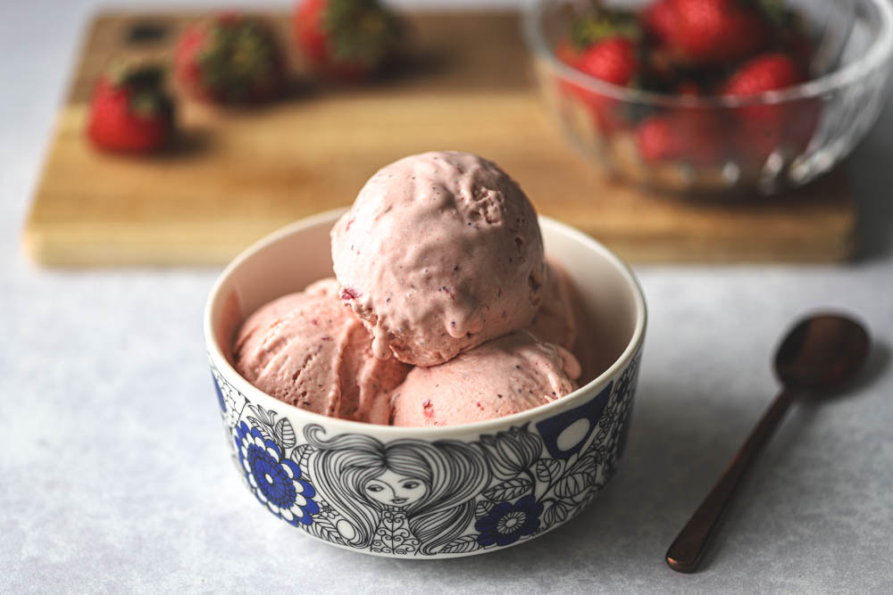 cover photo for recipe no-churn strawberry ice cream the biterkin way